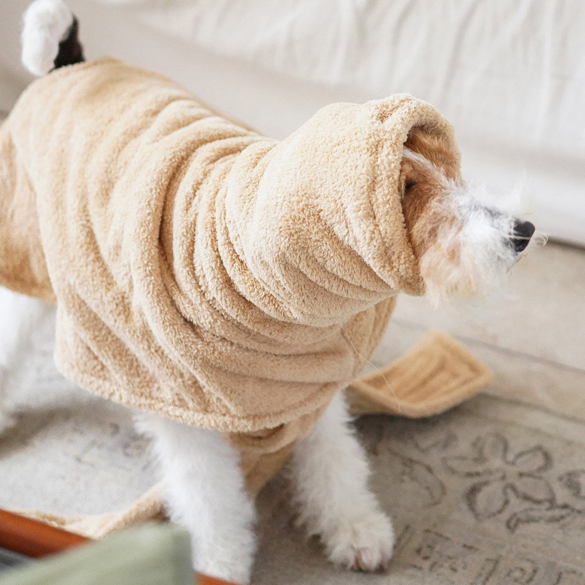 Plush Dog Bathrobe – Blue, Pink or Bronze