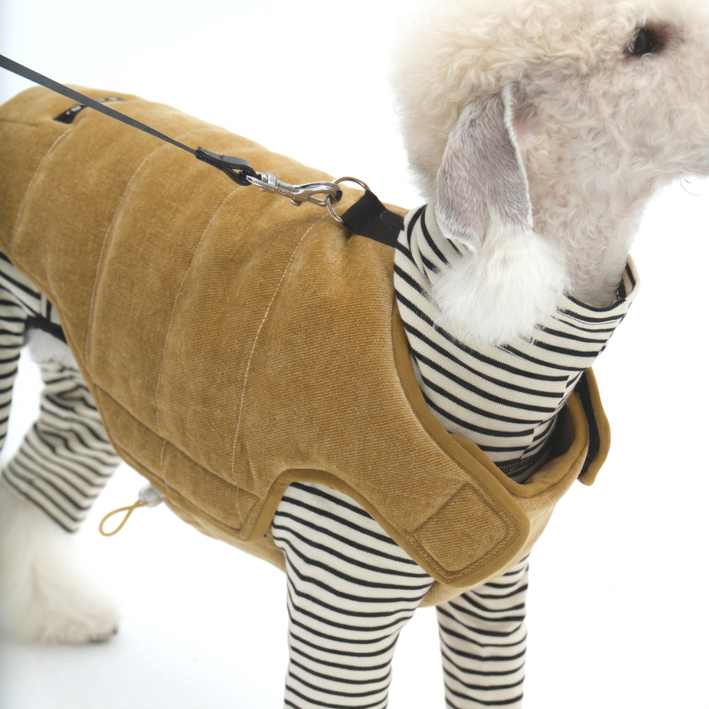 Golden Dog Vest with Stitched Panels – Bronze or Navy