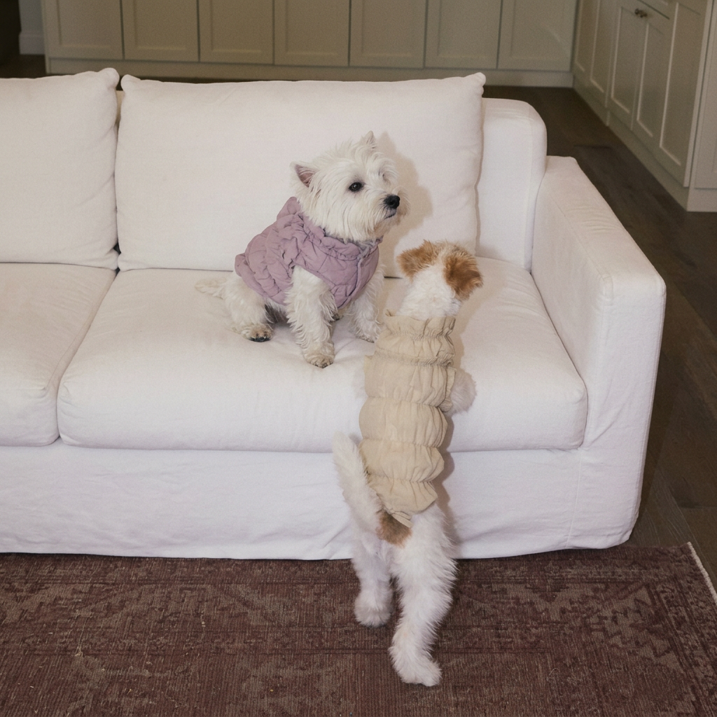 Ruffle Dog Vest – Lavender Mousse, Beige or Purple