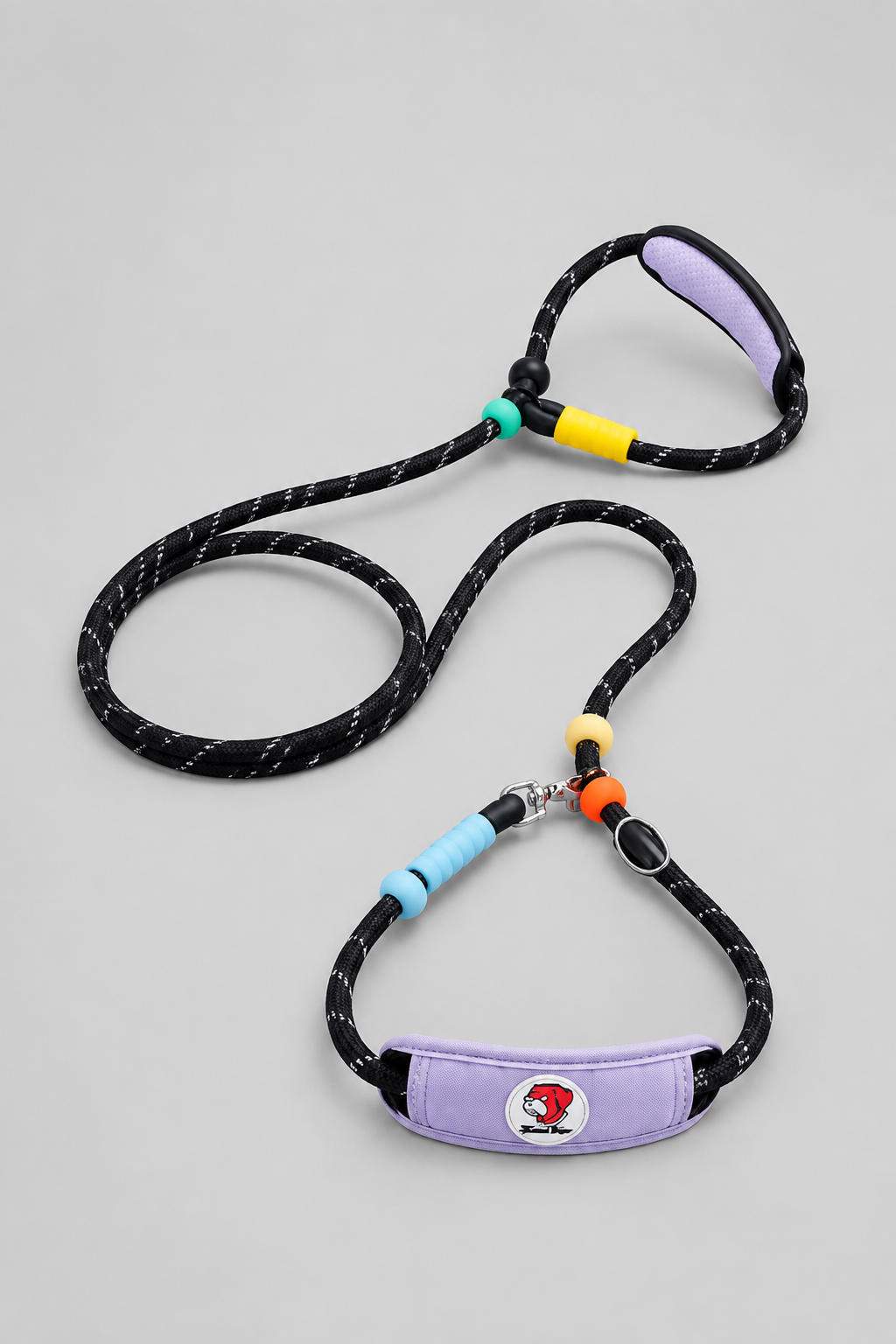 Padded nylon slip lead in Black
