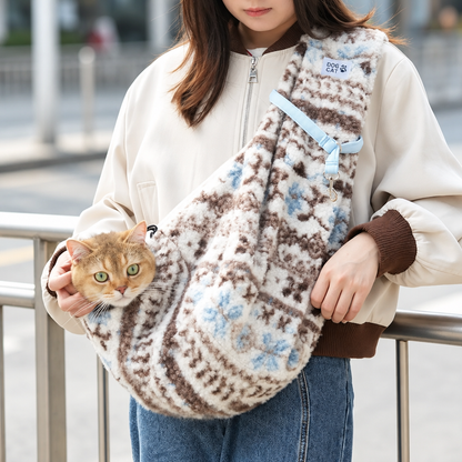 Cradle-Style Pet Crossbody Sling Bag – Hands-Free Breathable Carrier for Small Dogs and Cats