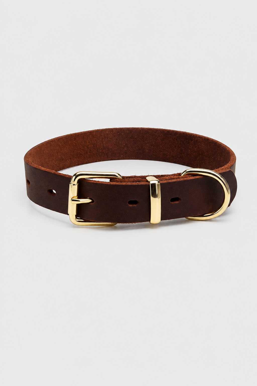 Wide dark brown leather dog collar – Dark Brown, 2cm to 4cm