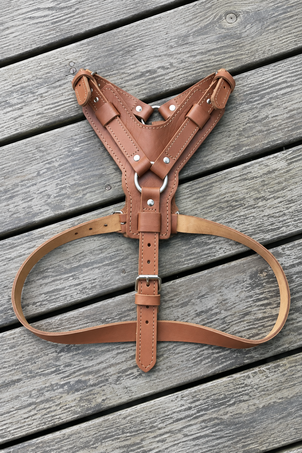 Heavy-duty leather dog harness in Dark Brown