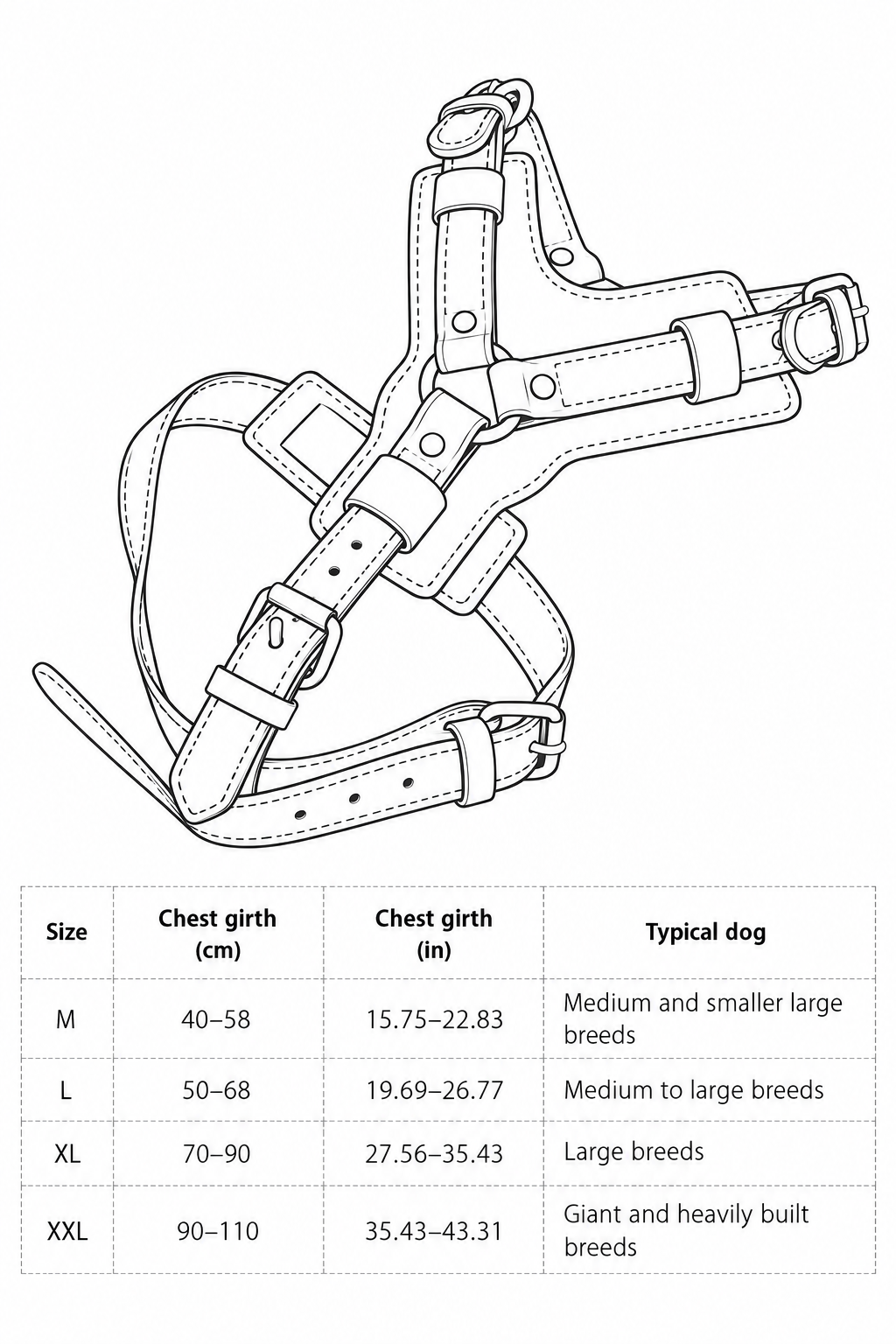 Heavy-duty leather dog harness – view 9