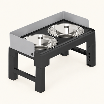 6-Height Adjustable Dog Bowl Stand - Raised Double Feeder with Slow Feeder Option for Large Dogs