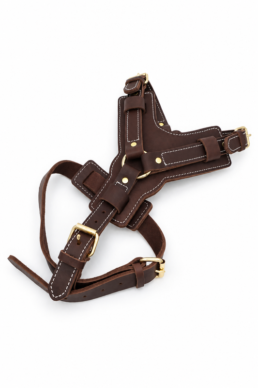 Heavy-duty leather dog harness – 110cm