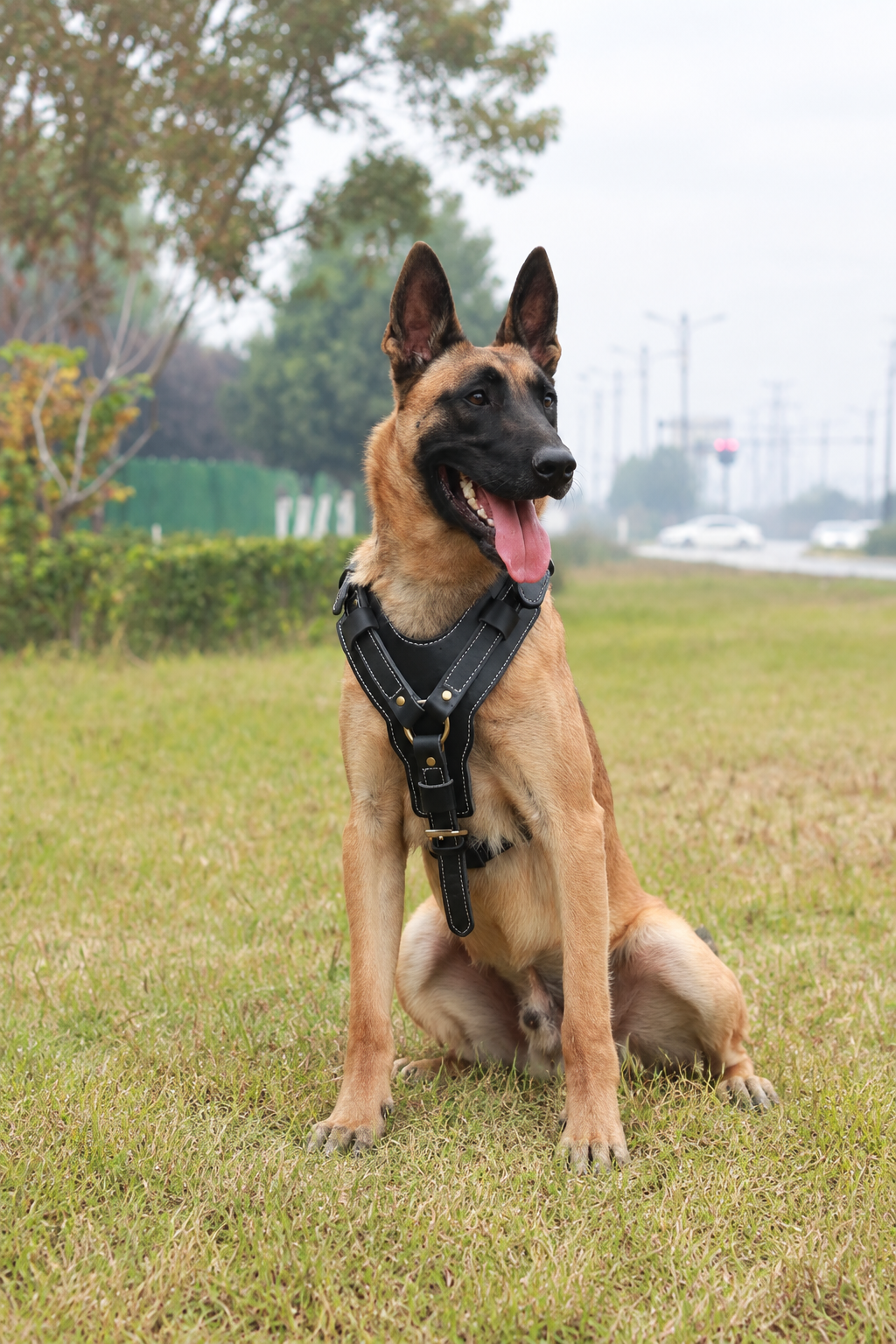 Heavy-duty leather dog harness – view 3