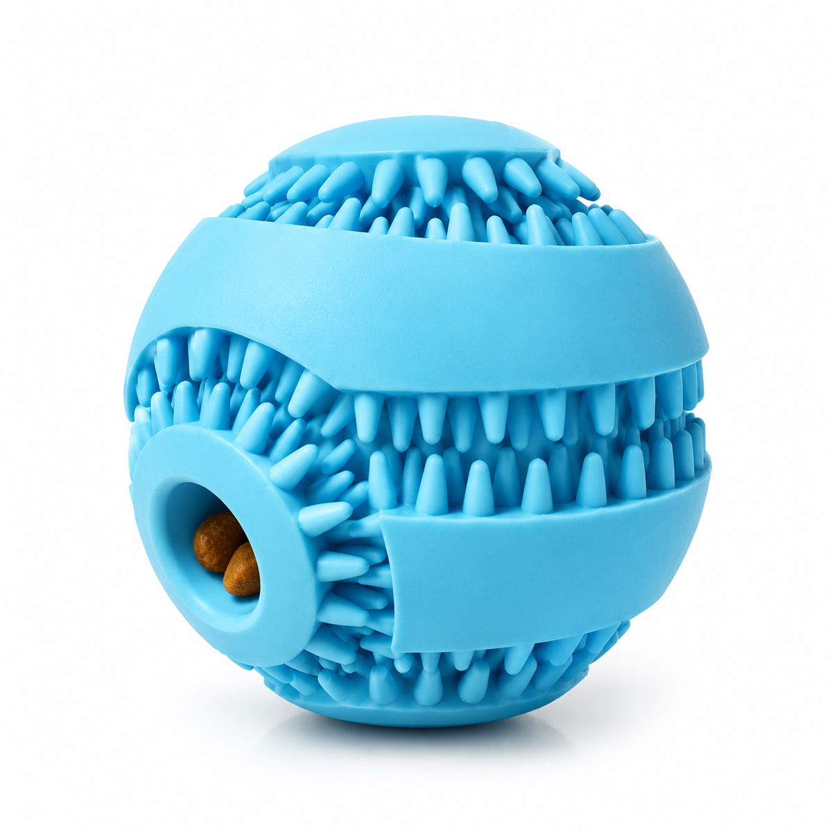 Rubber Dog Treat Ball, Ridged Kibble Dispenser, 2 Sizes