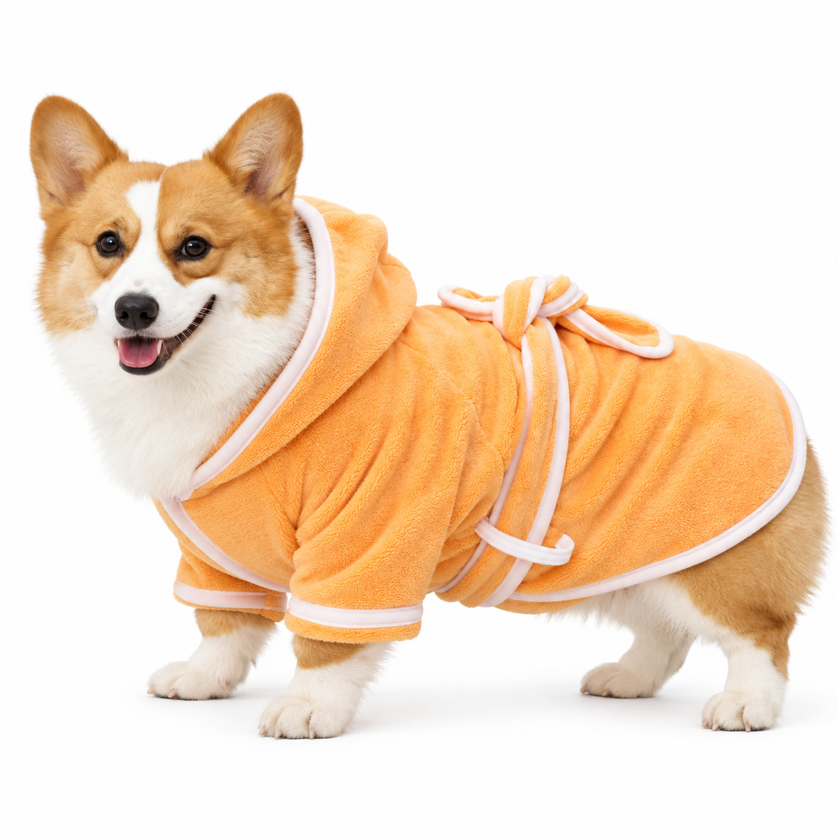 Coral Fleece Pet Bathrobe, Hooded Dog & Cat Drying Robe