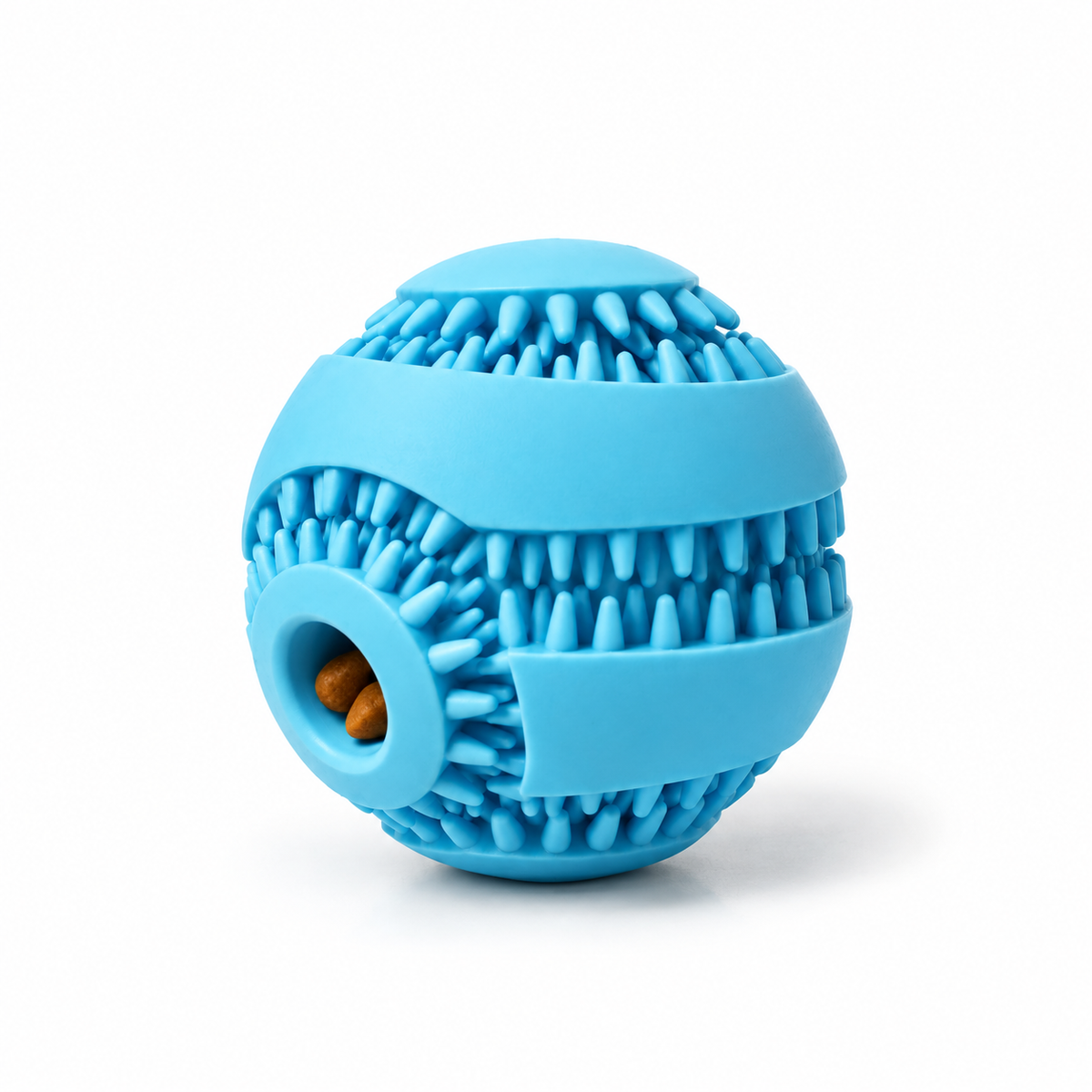 Rubber Dog Treat Ball, Ridged Kibble Dispenser, 2 Sizes