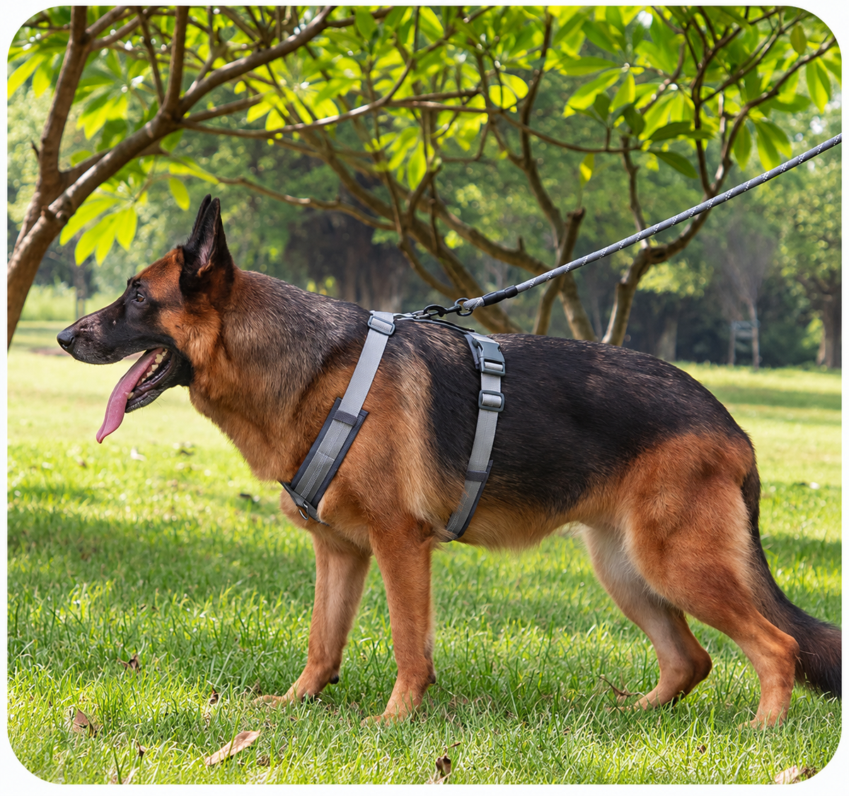 Padded Neoprene Dog Harness - Adjustable, Front and Back Lead Rings, Sizes XS to XL