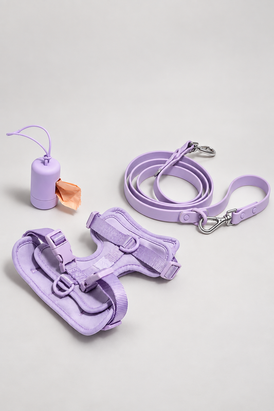 Dog walking kit with harness and lead – Padded Harness, Wipe-Clean Lead, Collar & Poo Bag Holder