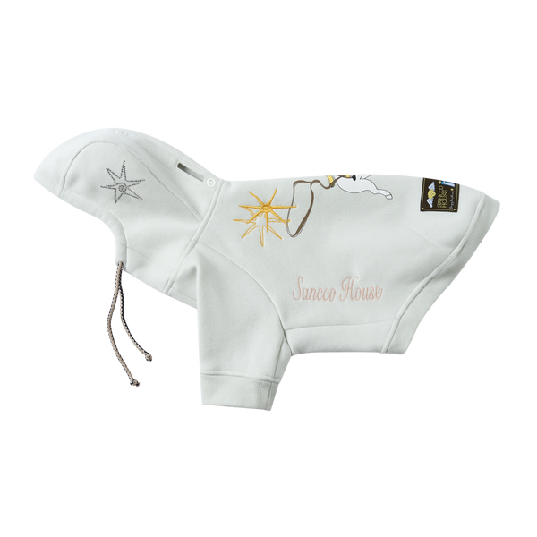 Talo Embroidered Dog Hoodie – White