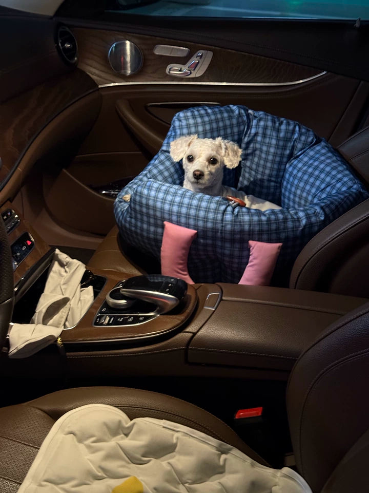 Handheld Pet Car Seat Sofa Bed – Portable Dog and Cat Car Bed with Carry Handles, Blue or Yellow