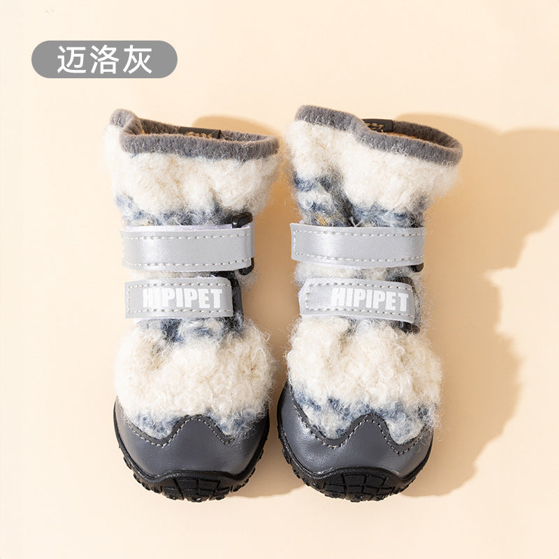 Winter dog boots in Grey Teddy Fleece, pair (2 boots)