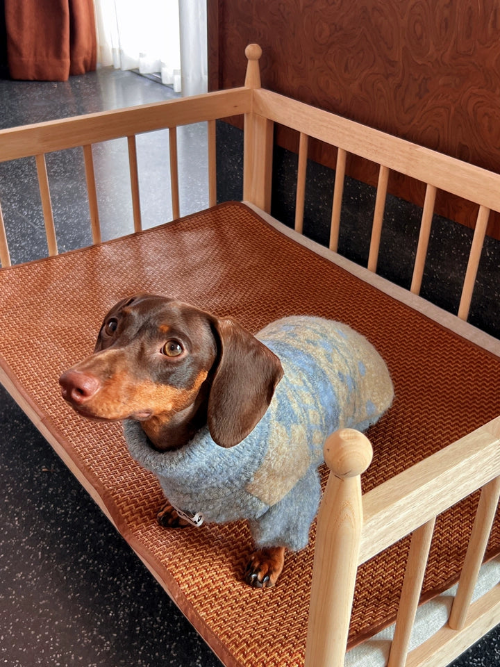 Nordic Pattern Knitted Dog Jumper – Blue and Cream