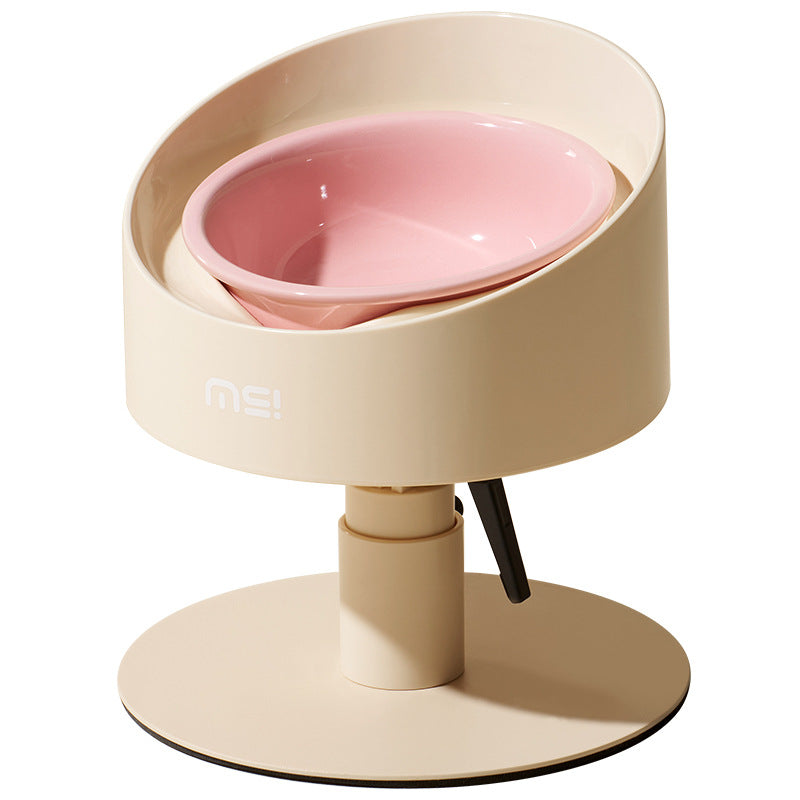 Sunflower Ceramic Pet Bowl - Height-Adjustable Raised Stand for Cats and Small Dogs, Pastel Colours
