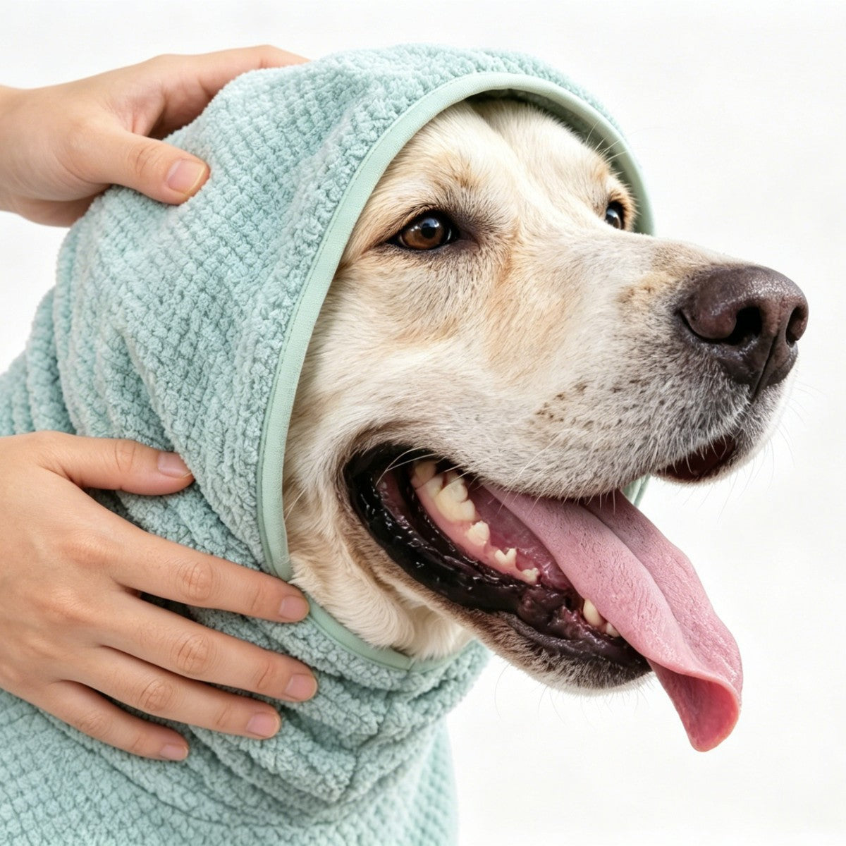 Waffle Towelling Dog Bathrobe - Hooded Drying Robe with Tie Belt and Pocket, L to 6XL