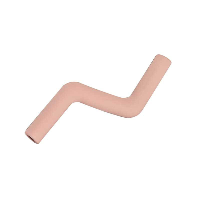 Pink natural rubber Z-shaped dog chew stick with hollow open ends