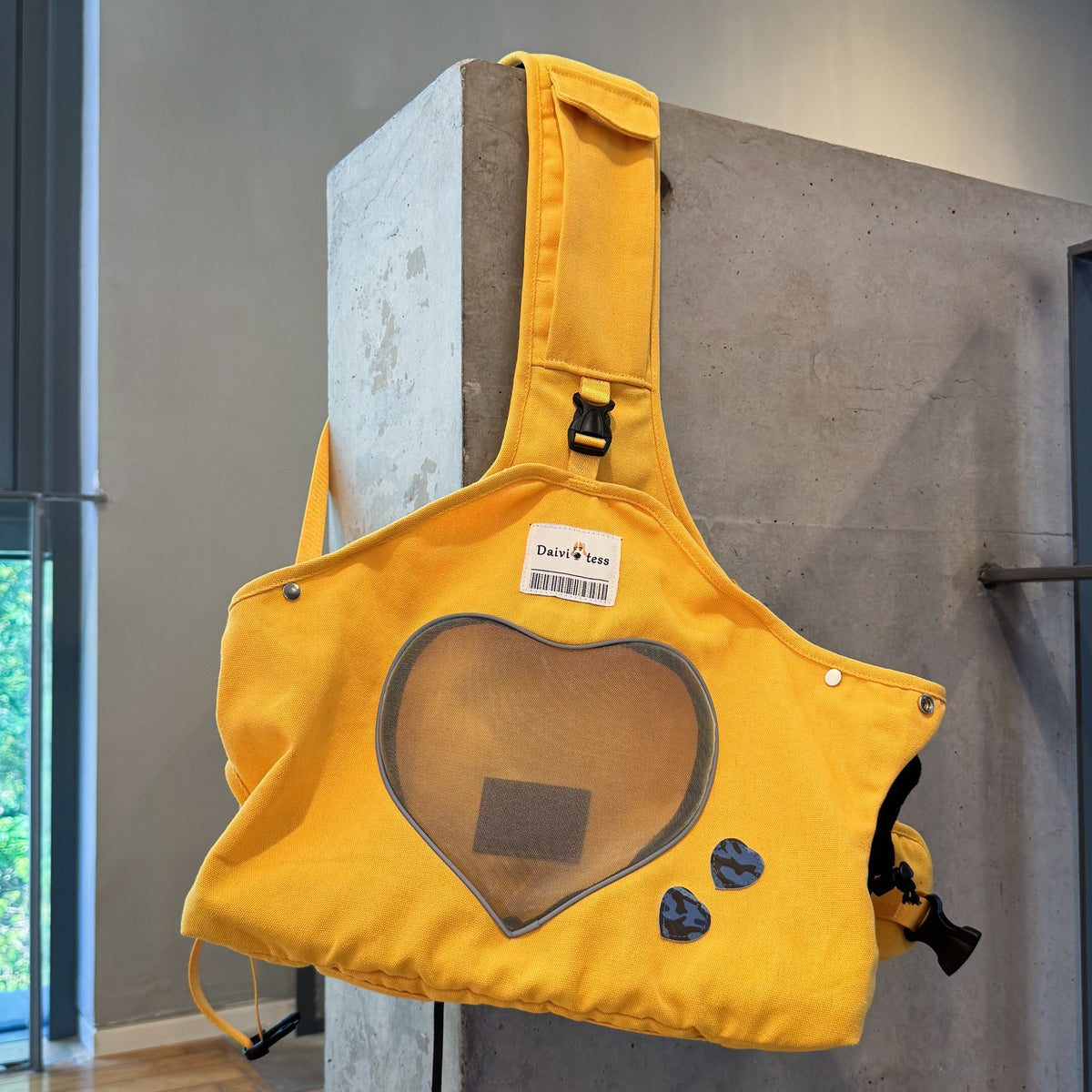 Yellow canvas pet carrier crossbody bag