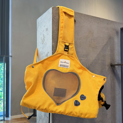 Yellow canvas pet carrier crossbody bag