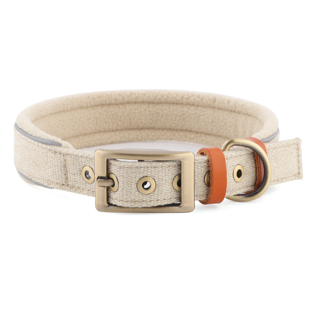 Soft-touch buckle dog collar in Beige