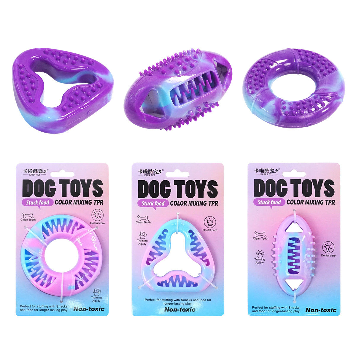 TPR Dog Treat Dispenser Chew Toy, Triangle, Round or Oval