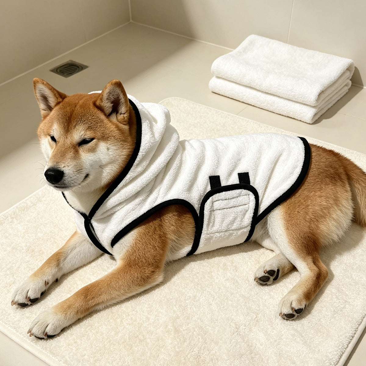 Hooded Coral Fleece Pet Drying Robe for Dogs and Cats