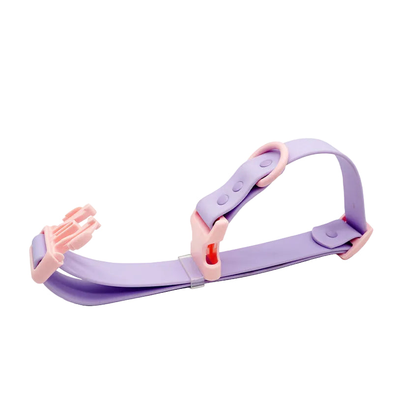 Two-tone PVC dog collar, lilac strap with pink buckle and D-ring