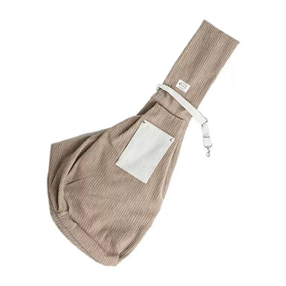 Brown Corduroy warm crossbody pet carrier bag for small dogs and cats