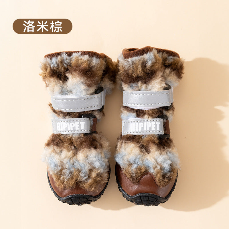 Winter dog boots in Brown Teddy Fleece, pair (2 boots)