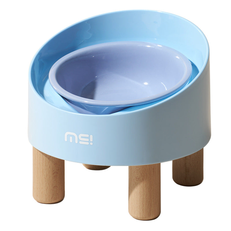 Tilted Raised Ceramic Cat Bowl - Angled Pet Bowl on a Footed Stand for Cats and Small Dogs, Pastel Colours