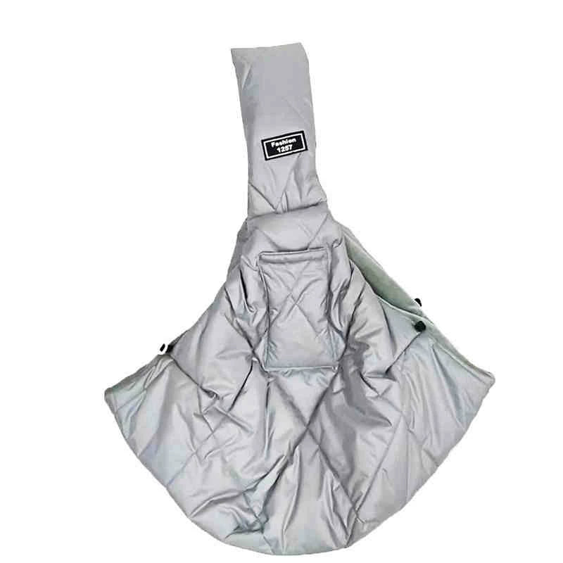 Grey warm crossbody pet carrier bag for small dogs and cats