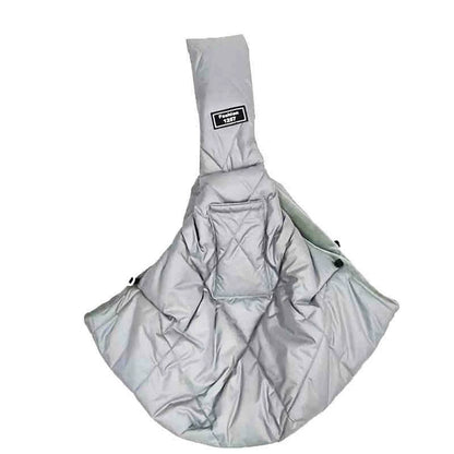 Grey warm crossbody pet carrier bag for small dogs and cats
