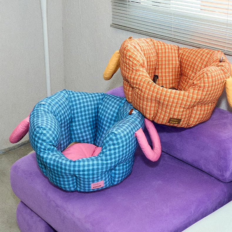 Handheld Pet Car Seat Sofa Bed – Portable Dog and Cat Car Bed with Carry Handles, Blue or Yellow