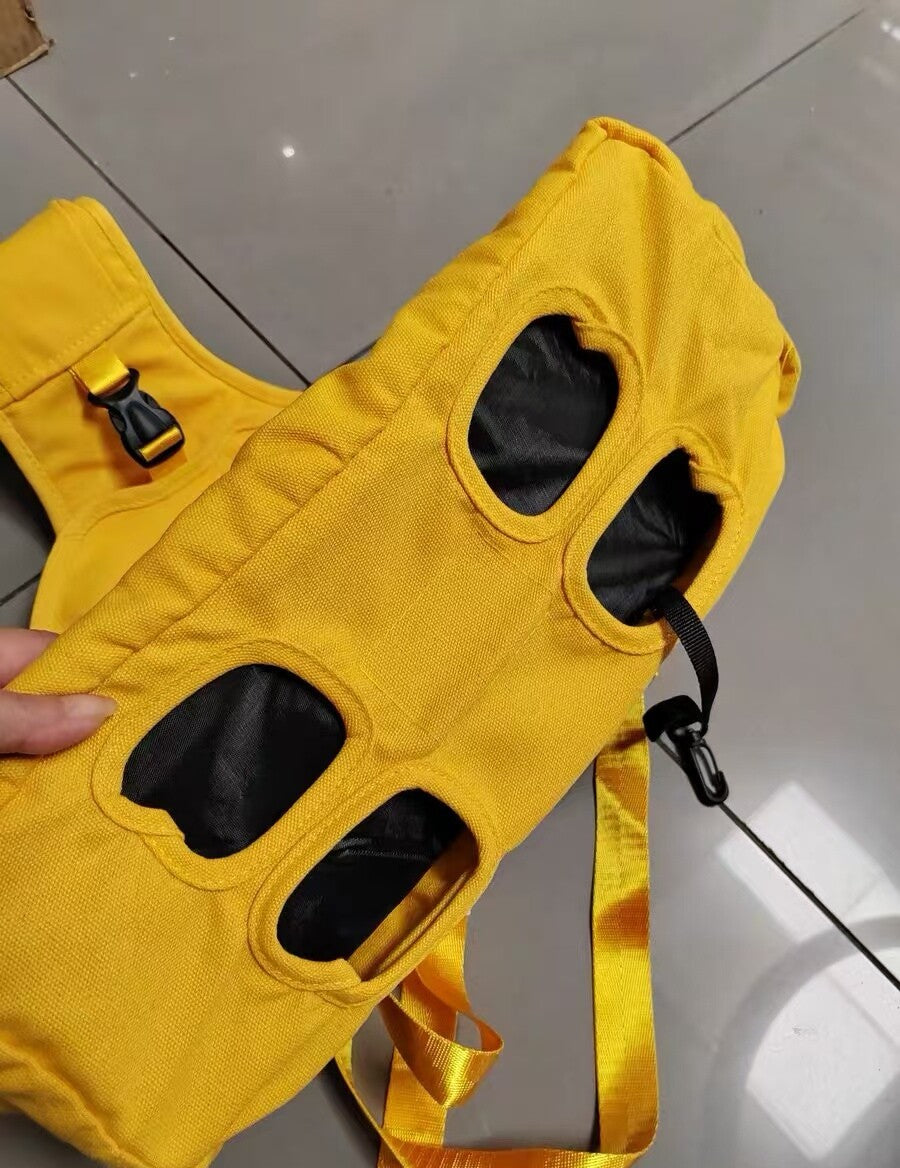 Canvas Pet Carrier Crossbody Bag – Breathable Hands-Free Cat and Small Pet Carrier, Yellow