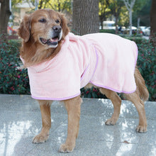 Hooded Coral Fleece Dog Drying Robe with Buckle, XS to XL