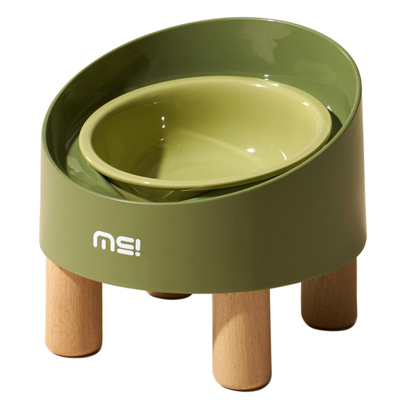 Tilted Raised Ceramic Cat Bowl - Angled Pet Bowl on a Footed Stand for Cats and Small Dogs, Pastel Colours