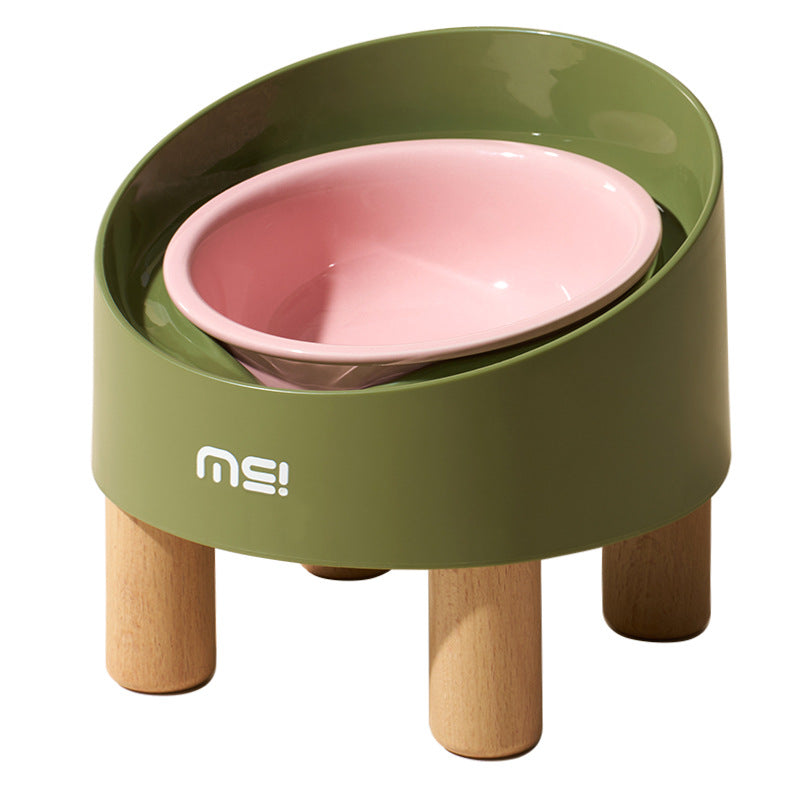 Tilted Raised Ceramic Cat Bowl - Angled Pet Bowl on a Footed Stand for Cats and Small Dogs, Pastel Colours
