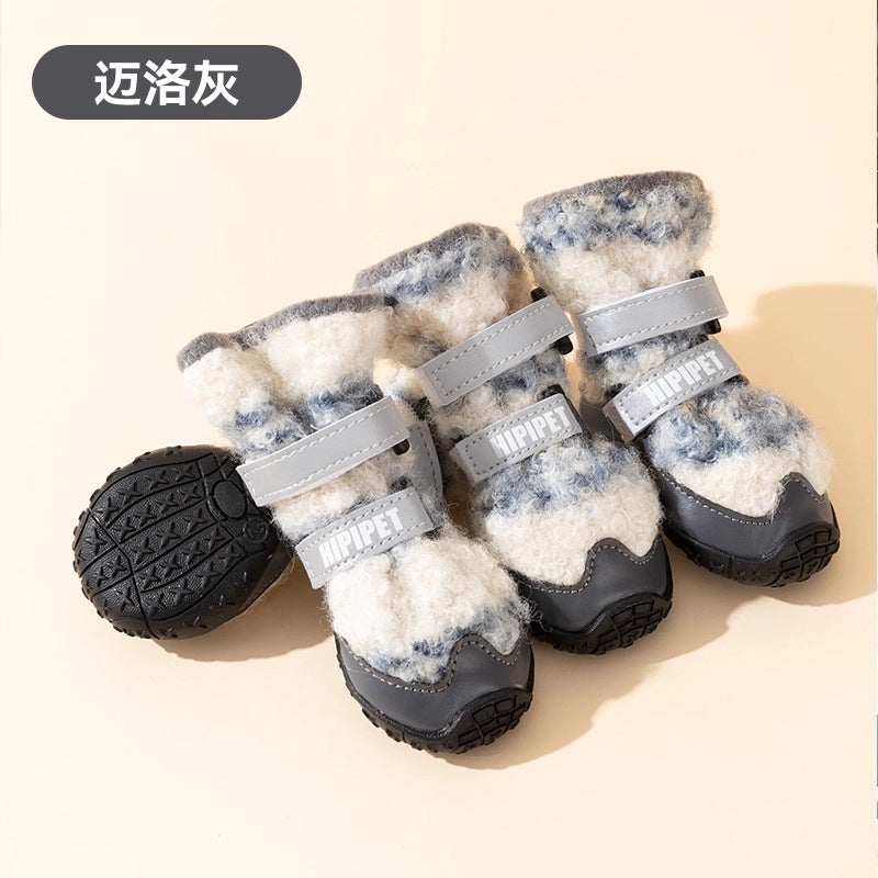 Winter dog boots in Grey Teddy Fleece, set of 4 boots