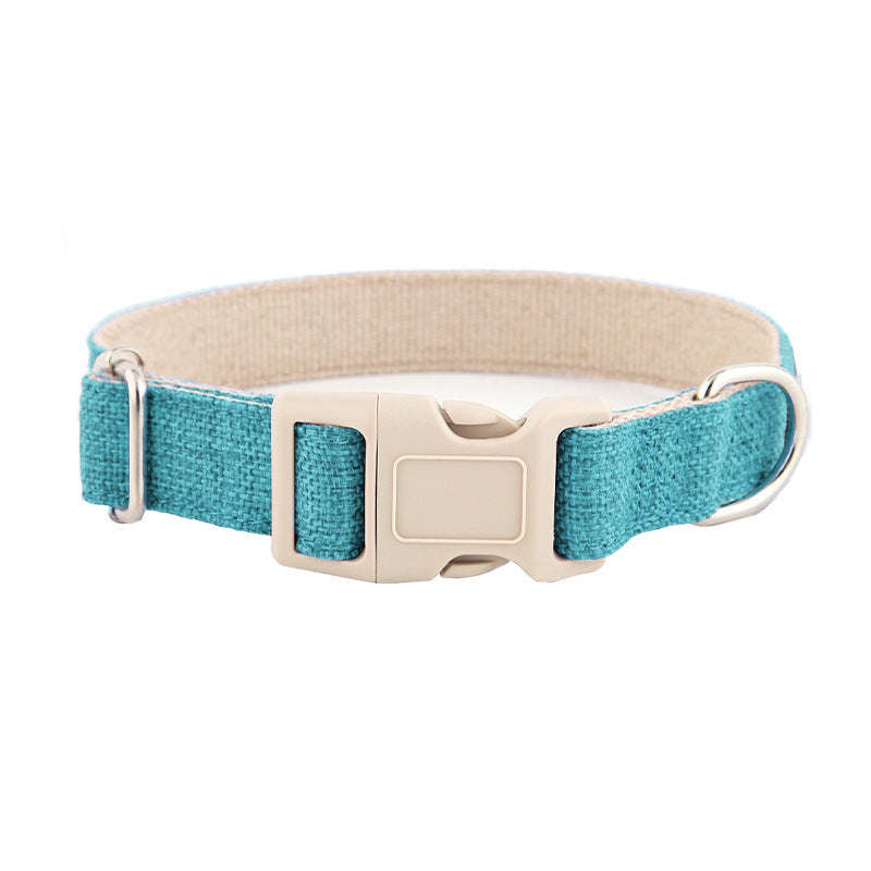 Cotton dog collar in Peacock Blue