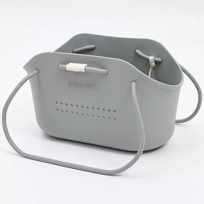 Grey breathable pet carrier bag for small dogs and cats