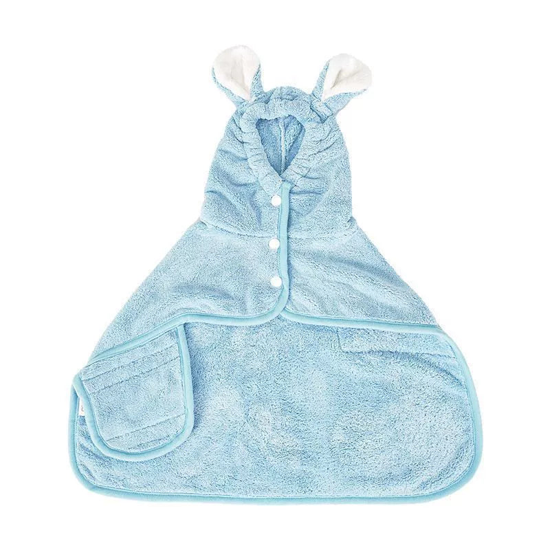Hooded Pet Drying Robe with Rabbit Ears, Dog & Cat Bathrobe