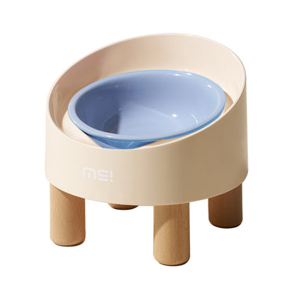 Tilted Raised Ceramic Cat Bowl - Angled Pet Bowl on a Footed Stand for Cats and Small Dogs, Pastel Colours
