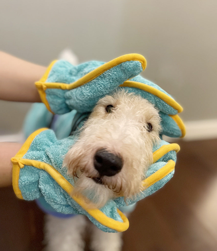 Dinosaur Dog Bathrobe and Mitt Set - Hooded Drying Robe with Spines, S to 6XL for 3 to 35kg