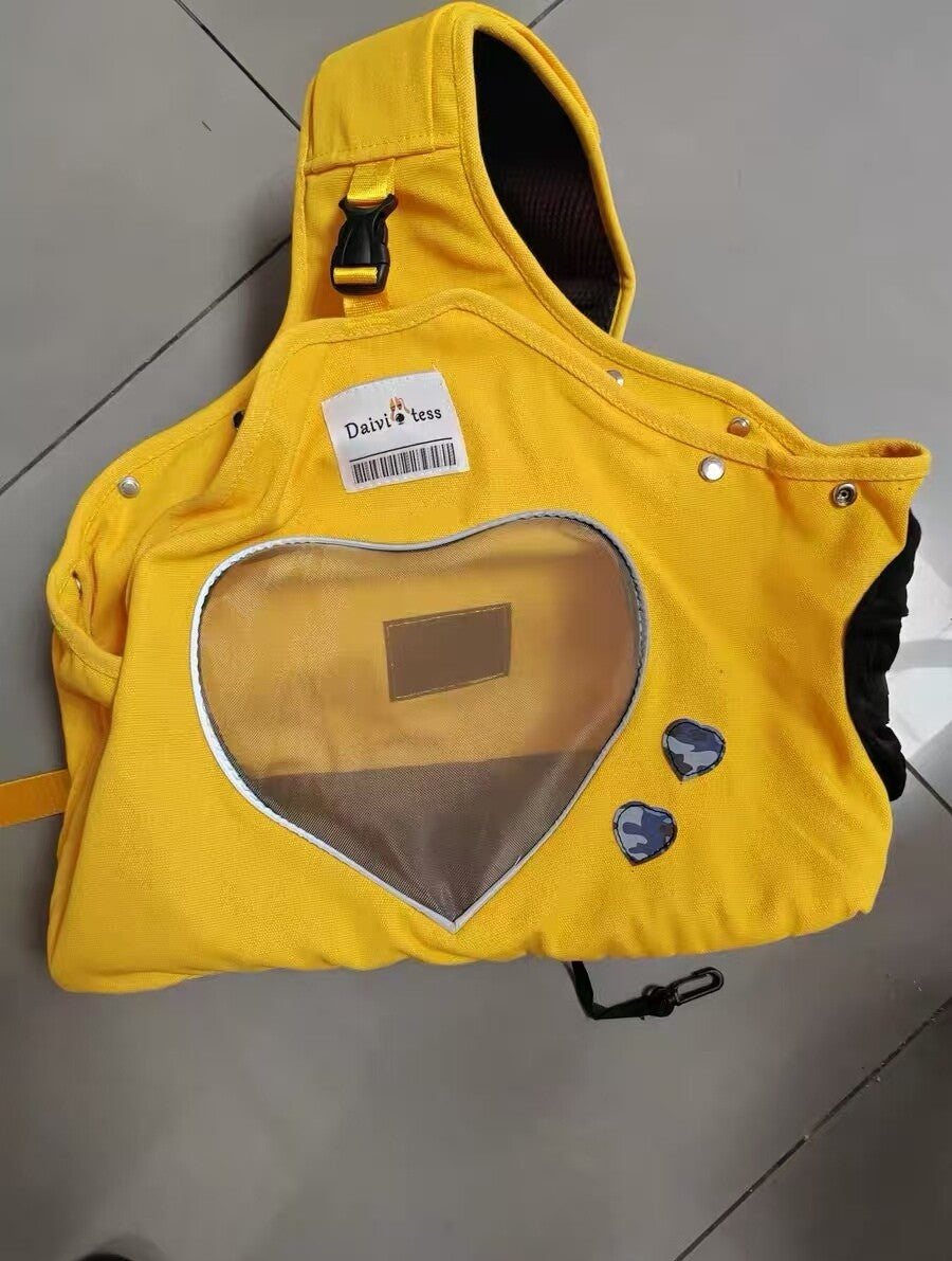 Canvas Pet Carrier Crossbody Bag – Breathable Hands-Free Cat and Small Pet Carrier, Yellow