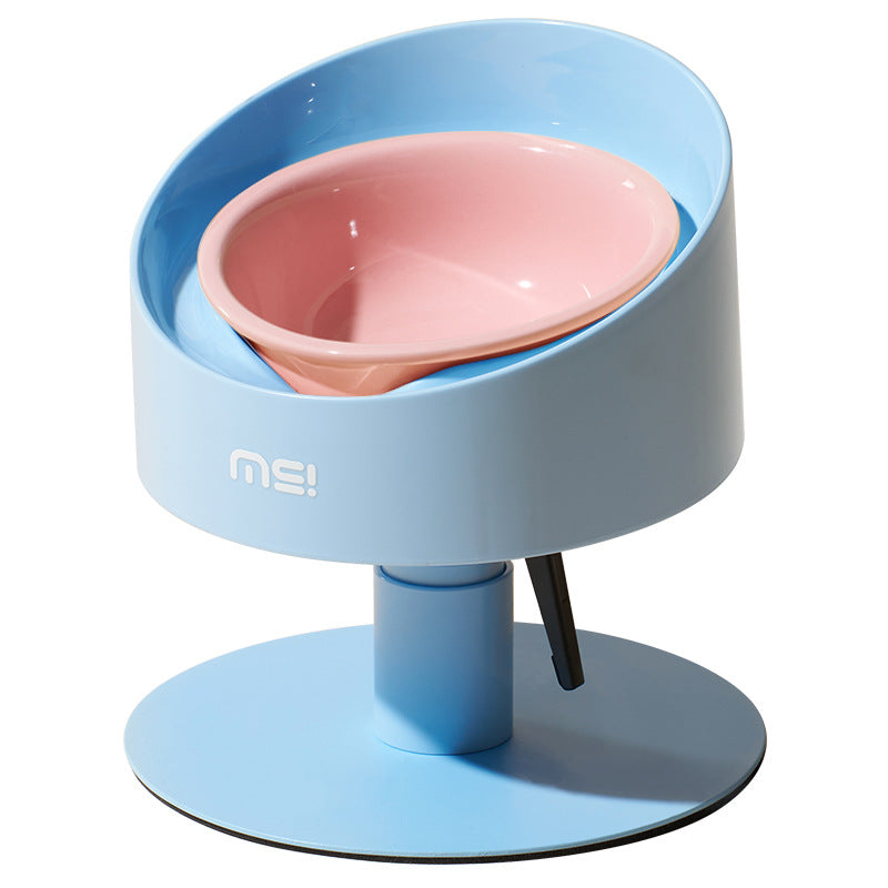 Sunflower Ceramic Pet Bowl - Height-Adjustable Raised Stand for Cats and Small Dogs, Pastel Colours