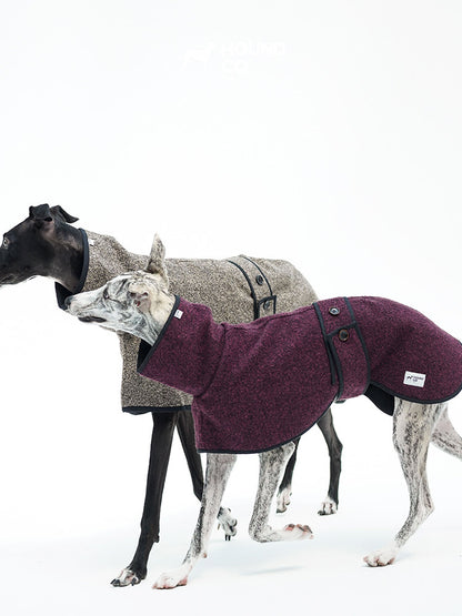 Metropolitan Dog Coat – High-Collar Textured Wrap