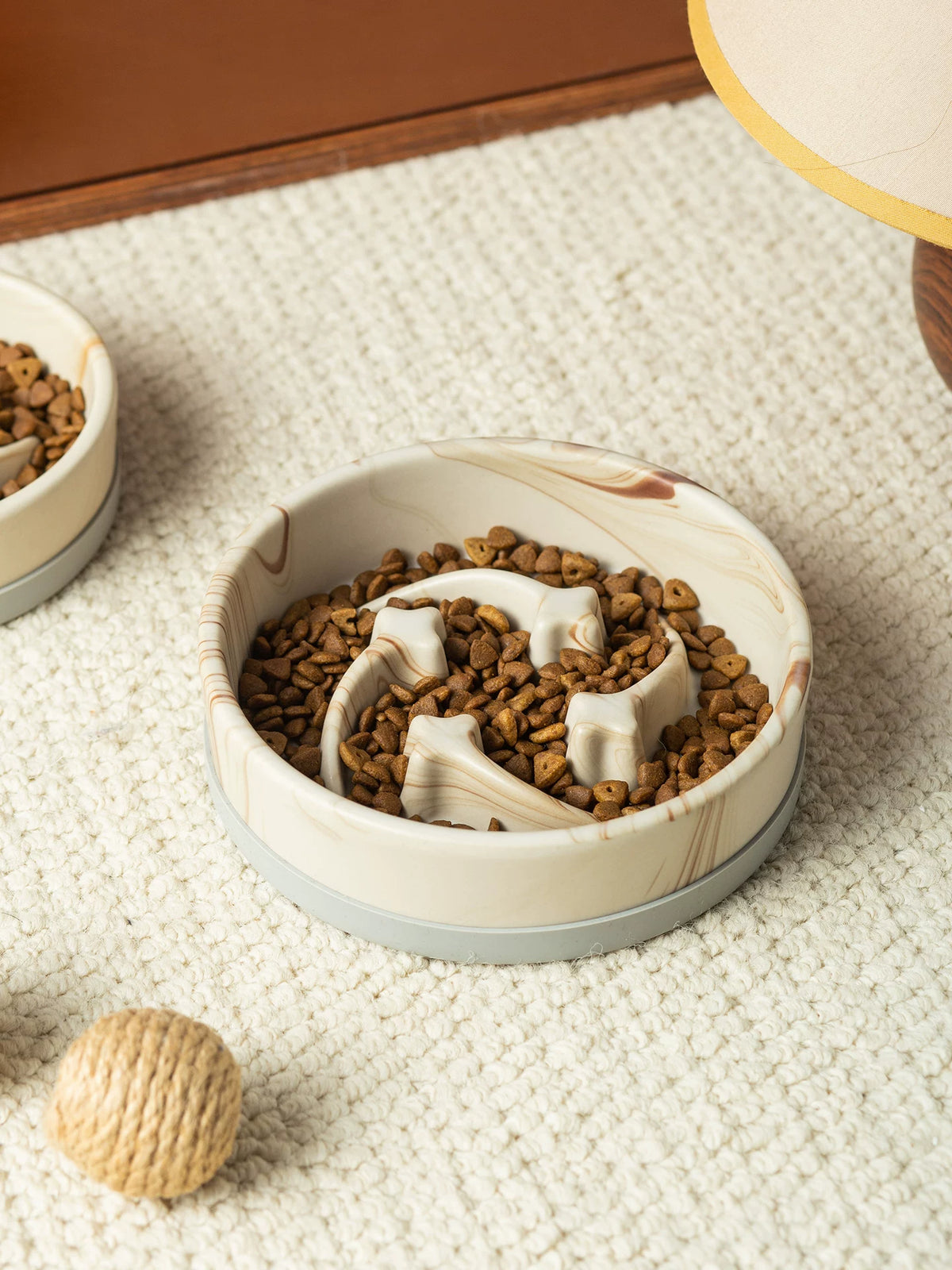Marble Slow Feeder Bowl with Silicone Ring