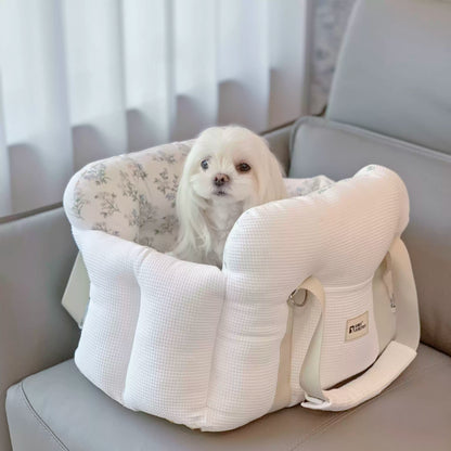 Padded Pet Car Seat Bed – Portable Dog and Cat Bed with Handles for Small Pets up to 6.5 kg, 6 Prints
